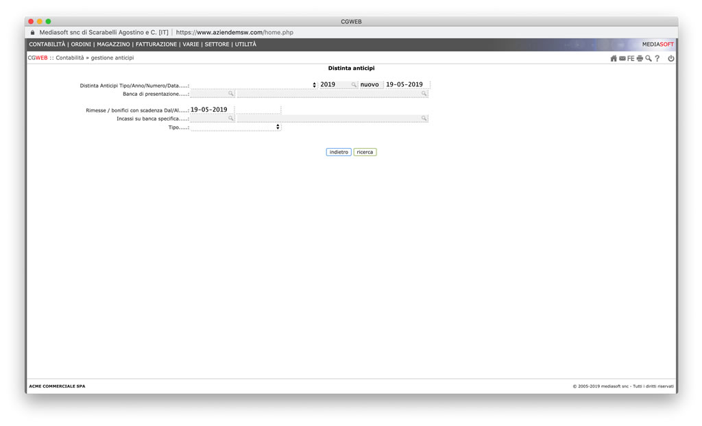 CgWeb Gestione Anticipi