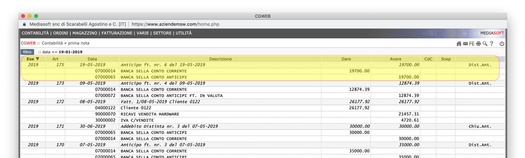 CgWeb Gestione Anticipi